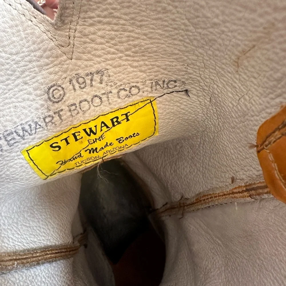 Vintage 1977 Stewart Boot Co. Handmade SOFT Leather Cowboy Boots Men's size 9 D